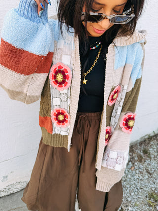 prairie flower patchwork cardigan