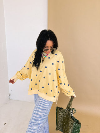 turn up the sunshine polka dot top