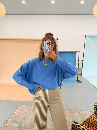 wake up pearl sweatshirt - blue