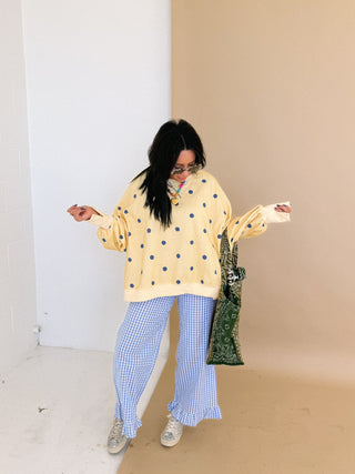 turn up the sunshine polka dot top