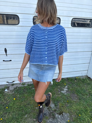 blue crush button sweater