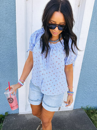 cherries and cream button top
