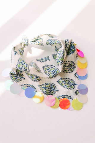 HANDMADE | sequin bandana scarf - white