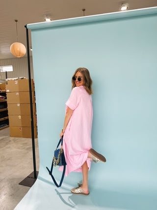 sail away stripe dress - pink