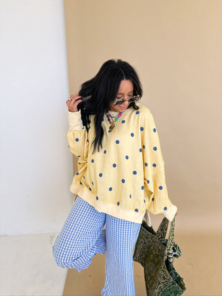 turn up the sunshine polka dot top