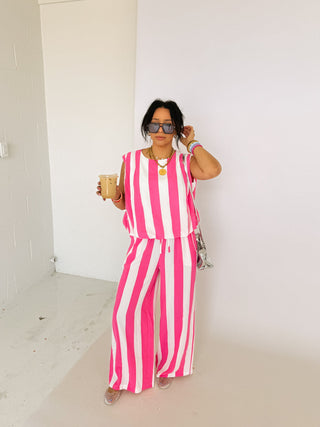 bubblegum stripe two piece set