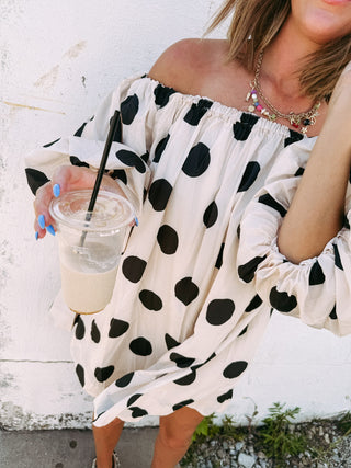 puffy polka dot dress