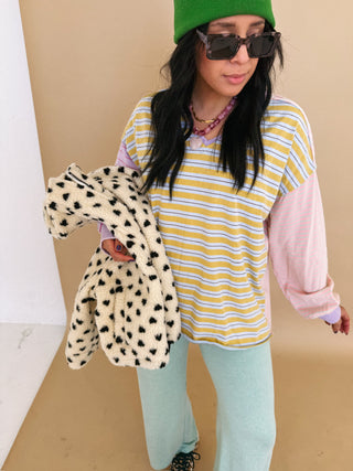 the power of stripes top - mustard