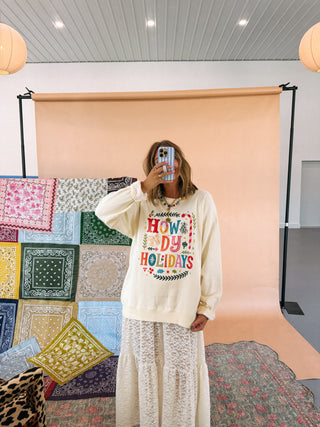 ETTA OG | howdy holidays sweatshirt - ivory
