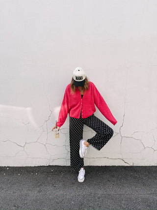 piper striped cardigan - red / pink