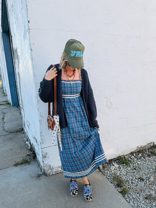 pick me up plaid midi dress