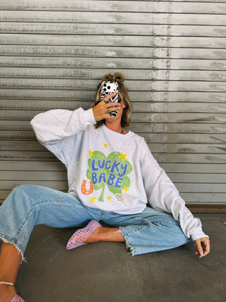 ETTA OG | lucky babe clover sweatshirt - ash