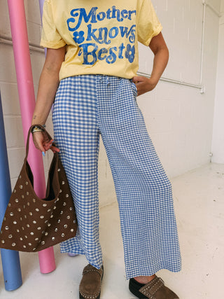 the other side gingham pants - blue