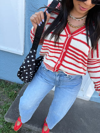 scarlet button sweater