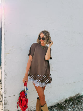 brownstone polka dot layered top