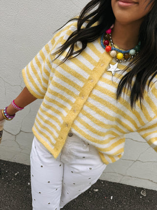 banana pudding button sweater