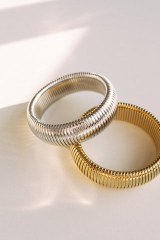 beljoy | baia thick coil bangle bracelet - silver