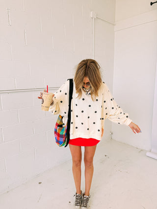 oversized panda polka dot top