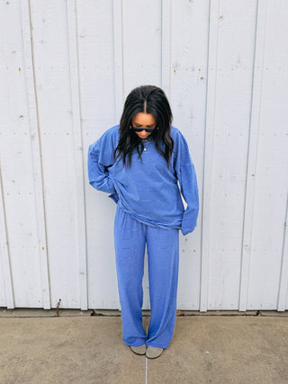 feeling fuzzy oversized top - royal blue