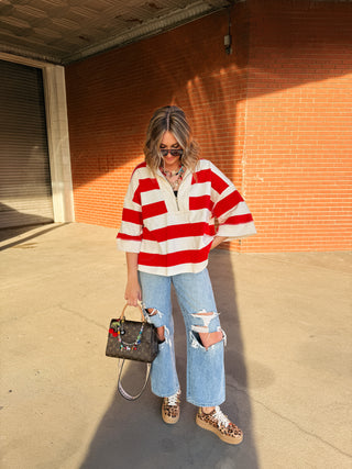 breezy stripe pullover top