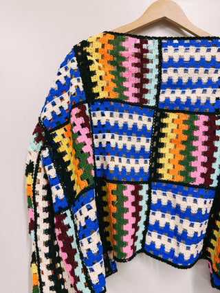 tetris crochet cardigan