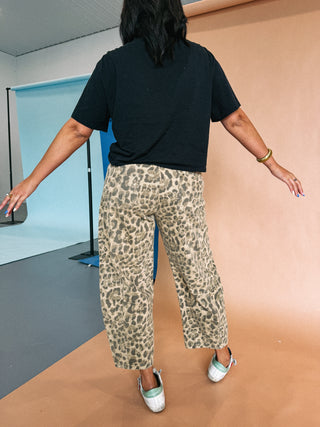 leopard love barrel jeans
