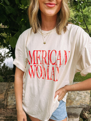 ETTA OG | american woman graphic tee - ivory / red
