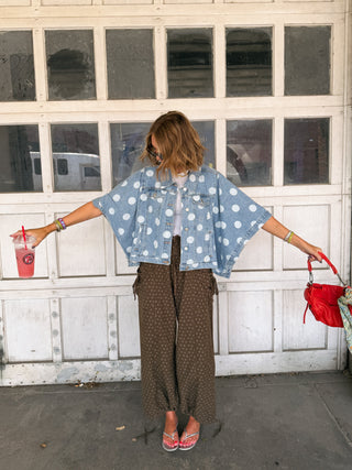 denim dot cape jacket