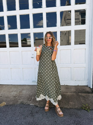 playful polka dot dress - olive