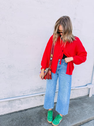 mistletoe bow cardigan