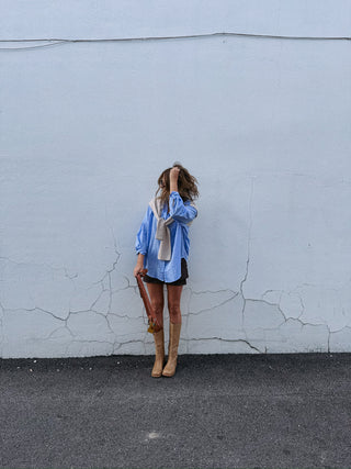 jackie layered button top - blue