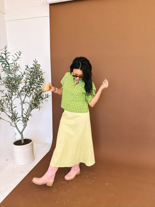 back to the basics midi skirt - lime