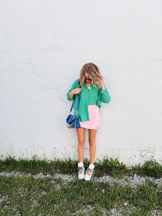 z supply | perfect linen top - botanical green