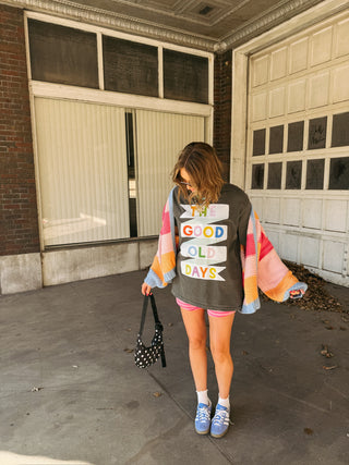 trendy graphic tshirt
good old days tee
teacher graphic tee
trendy colorful graphic tee
feel good graphic tee
colorful graphic tee