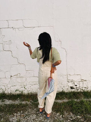 zip it up overalls - cream