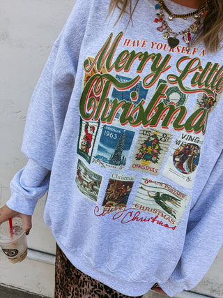 christmas stamps sweatshirt - grey