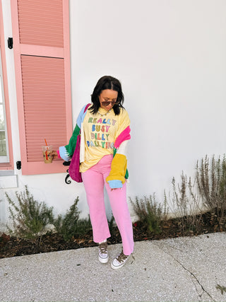 vibrant color block cardigan