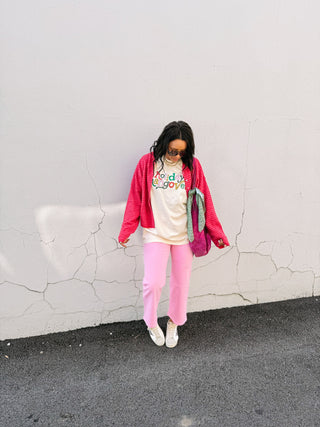 piper striped cardigan - red / pink