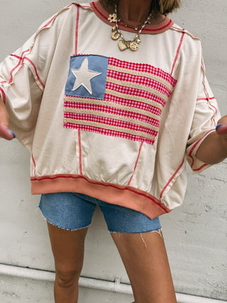 american flag patchwork top