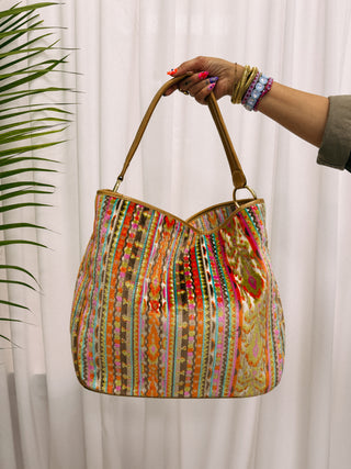 olivia tote - crazy chenille stripe