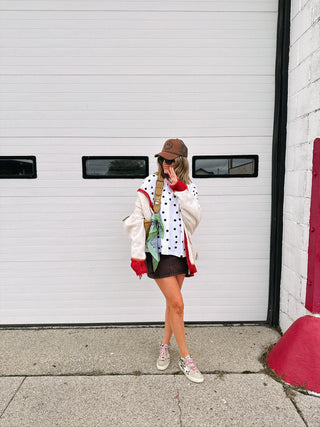 oversized polka dot tee - white