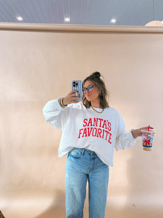 LIMITED EDITION | cropped santa's favorite sweatshirt - white