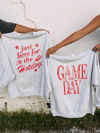 ETTA OG | here for the hotdogs sweatshirt - ash / red