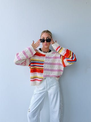 POL | rainbow contrast sweater