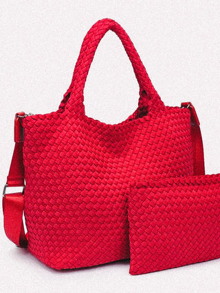 sky's the limit woven tote - red