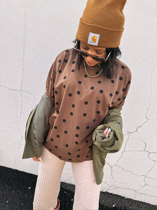 oversized polka dot tee - brown
