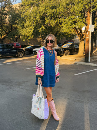 high strung stripe cardigan - pink