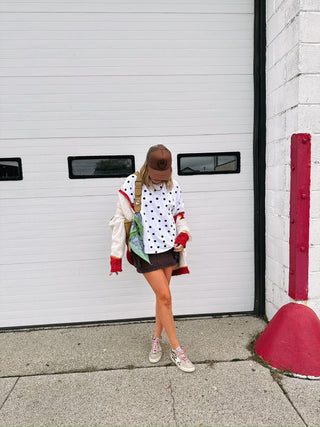 oversized polka dot tee - white