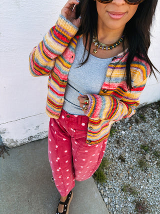 jackie stripe button cardigan