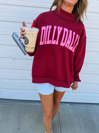 PREORDER | dilly dally mock neck - burgundy